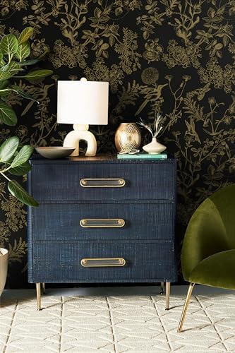 Safiyya Peel and Stick Wallpaper Floral Birds Contact Paper Black and Gold - Image 5