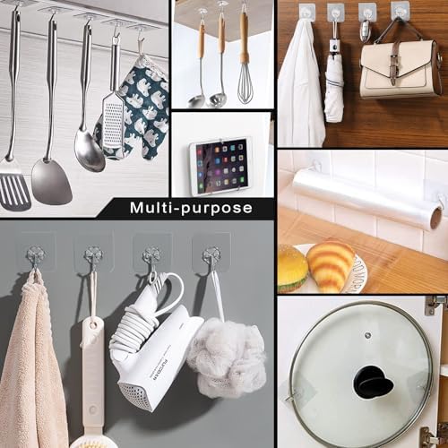 ZESLMG Adhesive Wall Hooks for Hanging, 32 Pack Self Sticky Hooks Heavy Duty - Image 4