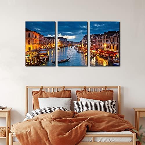 Pacimo 3 Piece Venice Night View Giclee Canvas Prints Wall Art Italy Venice - Image 4