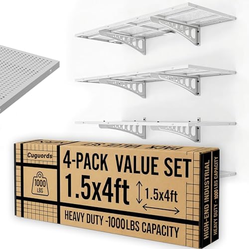 4-Pack 1.5x4ft Garage Wall Storage, 1000 Lbs Garage Wall Shelves, Ultimate Flat by Cuguords