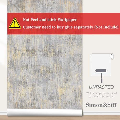 Simon&Siff Textured Wallpaper Distressed Concrete Wallpaper 17.3inx19.68ft - Image 2