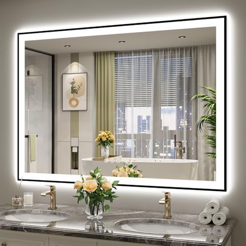 55x40 LED Bathroom Mirror with Lights by YEELAIT