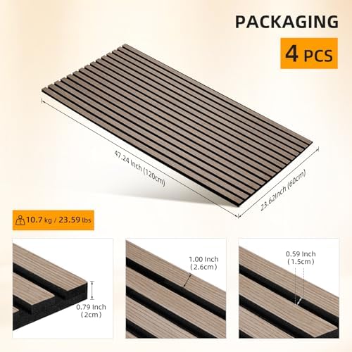 4 Pack Wood Slat Wall Panel, 47.2" x 23.6" Acoustic Wall Panels - Image 6