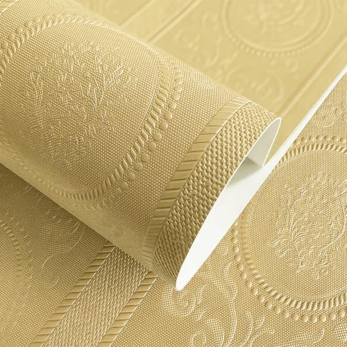 JiffDiff Khaki 3D Embossed Textured Peel Stick Wallpaper 17.3"x400" by wallpaper