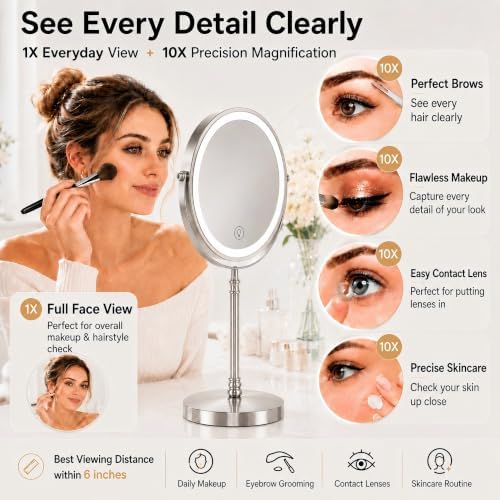 DEIOVWXS Makeup Mirror, Rechargeable Vanity Mirror - Image 2