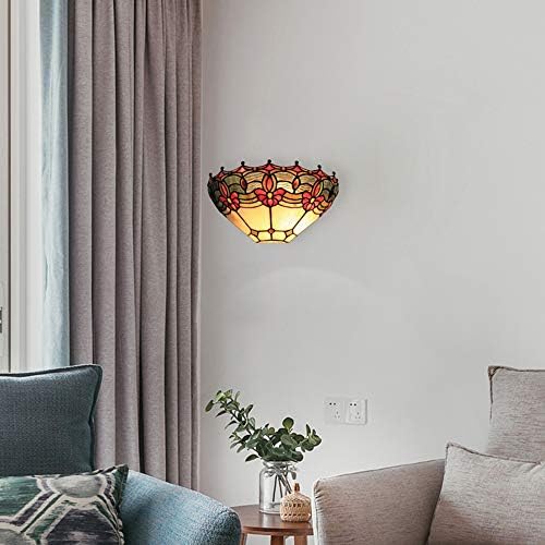 LITFAD Tiffany Style Wall Light Fixtures Floral Multi-Colors Hallway Wall Sconce - Image 3