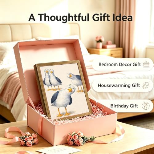 Framed Funny Seagull Wall Art Cute Bird Canvas Print Coastal wall Decor - Image 5