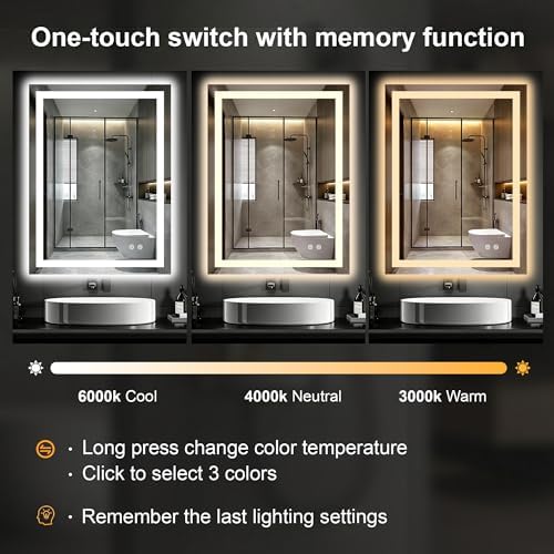 32x24 LED Bathroom Mirror with Lights, Lighted Vanity Mirror - Image 4