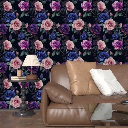Laatse Gothic Purple Floral Wallpaper Peel and Stick 17.5" × 118" - Image 3
