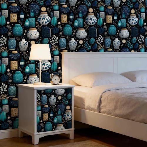 Vintage Vase Peel and Stick Wallpaper, Dark Academia Celestial Wallpaper - Image 6