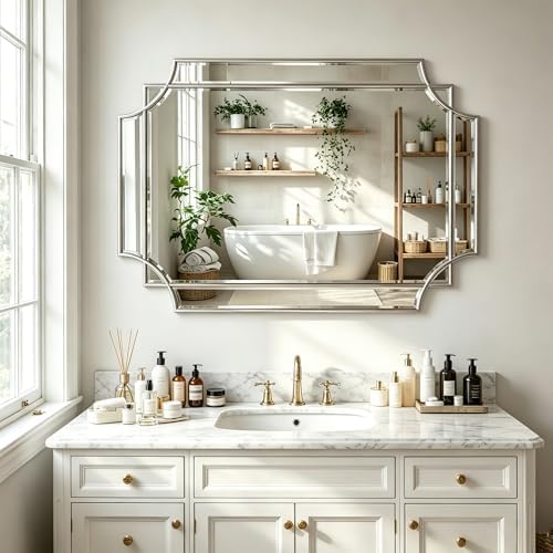 36"x24" Geometric Decorative Beveled Mirror by ReflectPerfectionEveryDay