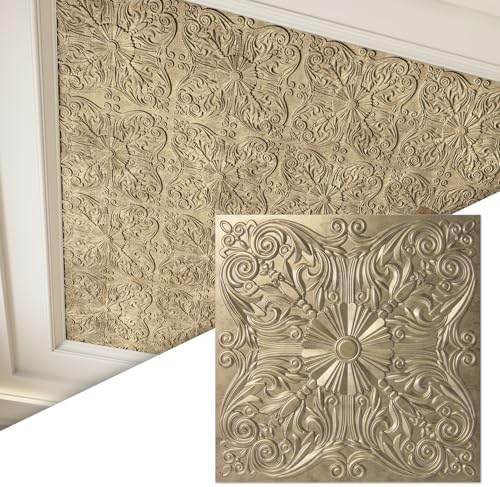 Art3d PVC Drop Ceiling Tiles 24x24 in, 48 Sq.Ft, Sunset Gold by Art3d