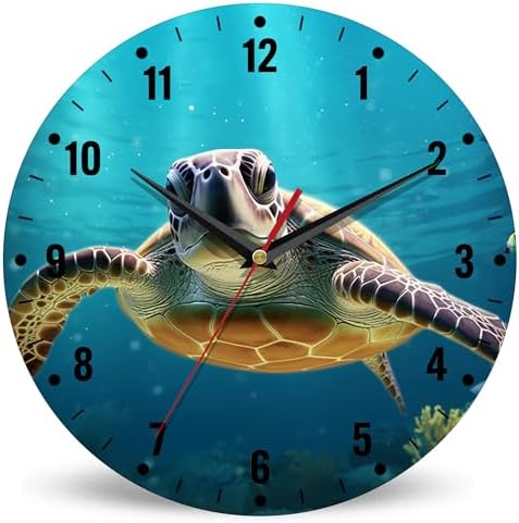 SPUNKER Wall Clocks, Sea Turtle Wall Clock Battery Operated 10 Inch, Ocean by SPUNKER