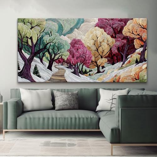TAIJXAGSG Boho Wall Art Prints Colorful Tree Picture Canvas Art Wall Decor - Image 3