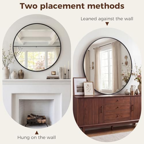Sweetcrispy 24 Inch Round Wall Mirror, Bathroom Mirrors - Image 5