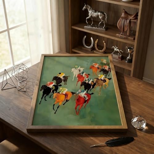 Horse Racing Canvas Wall Art Colorful Jockeys Wall Pictures Modern Equestrian - Image 7