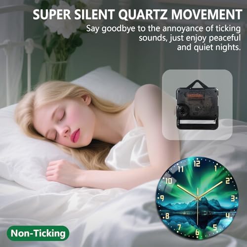 peacoblue Aurora Landscape Wall Clocks Battery Operated - Image 3