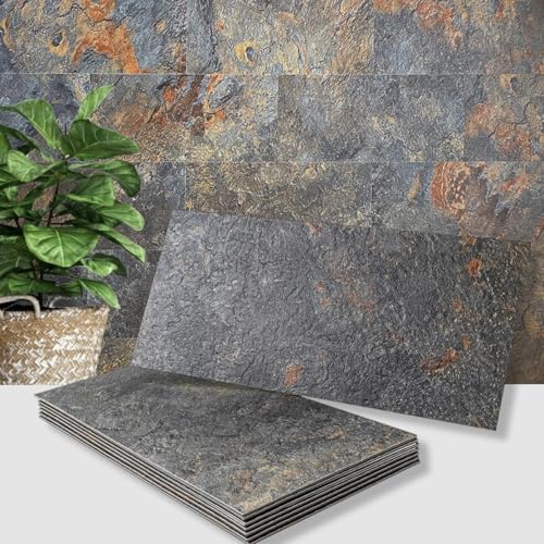 AULIGET 6" x 12" Peel and Stick Backsplash Wall Tiles, PVC Faux Stone Stick on by AULIGET