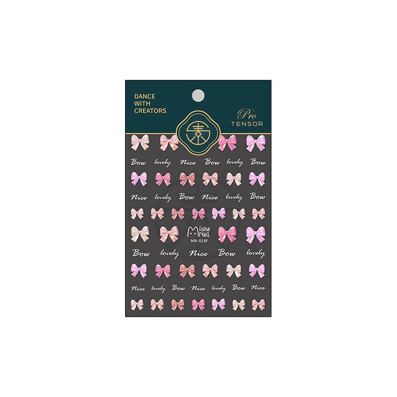 Bow Nail Stickers 5D Embossed Nail Art Decals Self-Adhesive Pink White Bows Nail Art Stickers for Women Girls Kids Nail Supplies Accessories