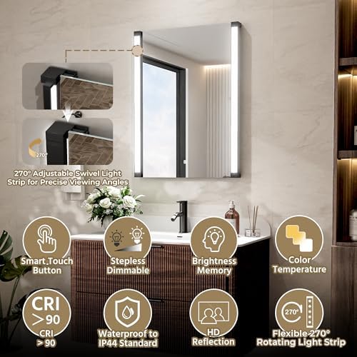 24" Wx32 H LED Mirror for Bathroom Vanity Mirror, 270° Rotatable LED Arms for - Image 2