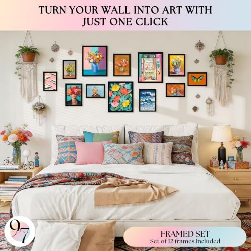 97 Decor Colorful Eclectic Wall Art, 12 Framed Prints - Image 3