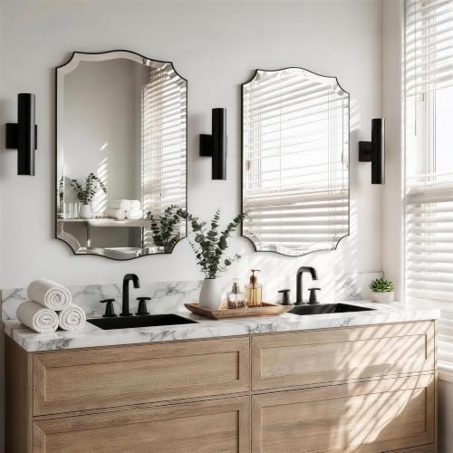 POZINO 36"x24" Premium Scalloped Beveled Mirror - Image 4