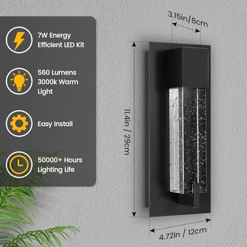 WOSHITU LED Wall Sconce Light: 11 Inch Black Modern Sconces Wall Lighting 3000K - Image 2