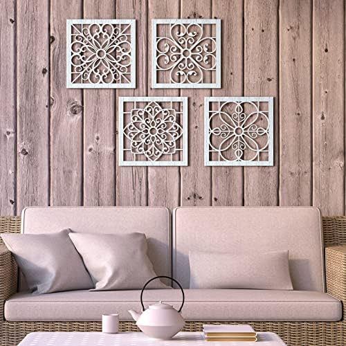 Yulejo 4 Pcs Thicken Rustic Wall Decor Wooden, Light Cyan - Image 4