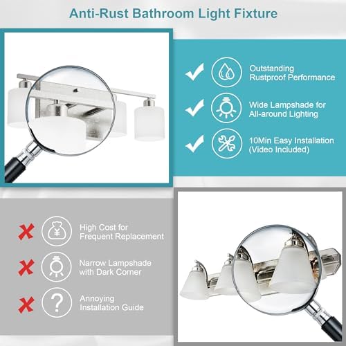 Bathroom Lights Over Mirror Brushed Nickel, Anti-Rust 4-Light Bathroom Vanity - Image 2