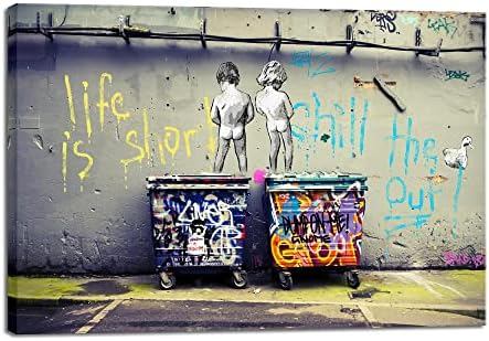 Wieco Art Banksy Graffiti Canvas Wall Art, Life is Short Chill the Duck Out by WiecoArt
