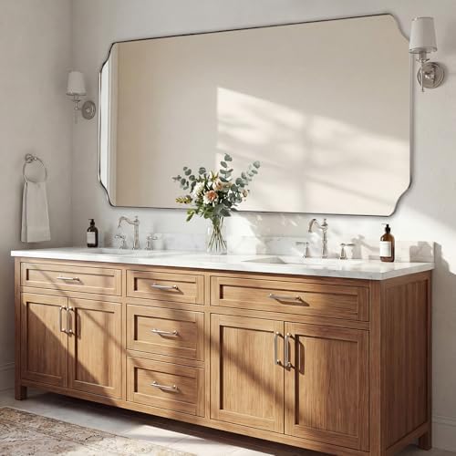 ANDY STAR 36"x60" Large Bathroom Mirror, Brushed Nickel Rectangle Mirror - Image 3