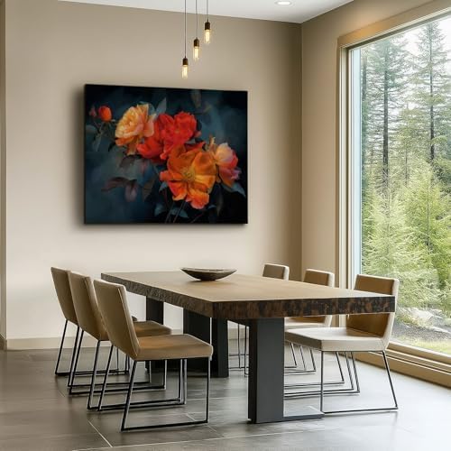 Canvas Wall Art Surreal Elegant Rose Plant Picture Canvas Poster Print Artwork - Image 2