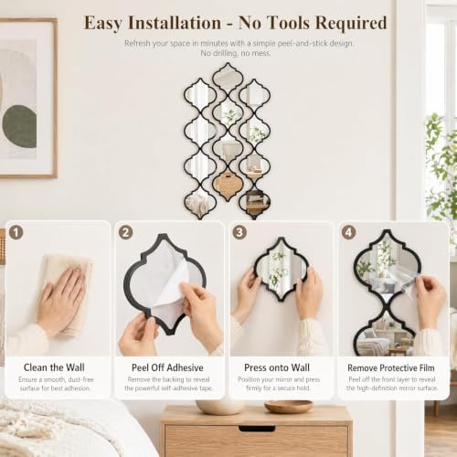 12Pcs Black Acrylic Mirrors for Wall Decor - Image 3