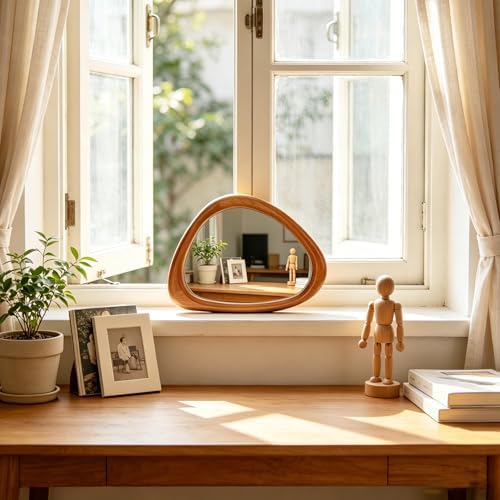 Irregular Wall Mirror, 15*10in Asymmetrical Wood Mirrors, Small Wall Mirror - Image 6
