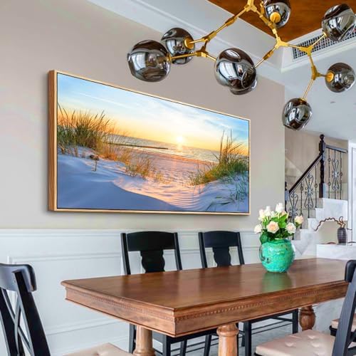 MHARTK66 Sunset Beach Wall Art for Living Room Golden Sunlight Sea Grass Dune - Image 4
