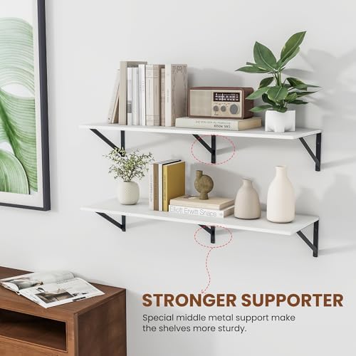 Heimlove 36W x 12D Deep Floating Shelves Set of 2 White - Image 4