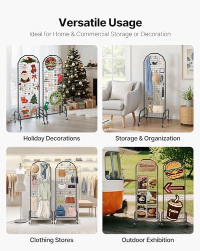 VEVOR 2 Packs Grid Wall Panels, 1.9 x 5.4 ft Wire Grid Panels Display Rack - Image 6