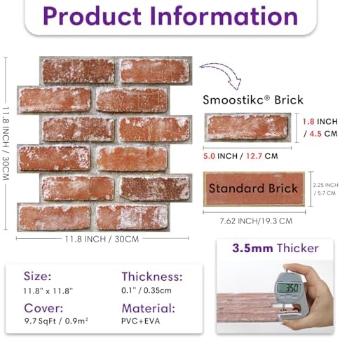 3D Faux Brick Wall Panels Peel and Stick, Designed - Image 5