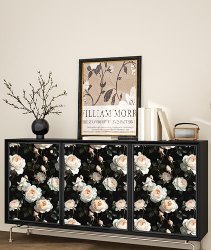 Black White Vintage Floral Peel and Stick Wallpaper 17.5" x 118" - Image 3