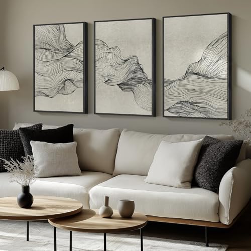 Large Framed Neutral Modern Abstract Wall Art - Image 2