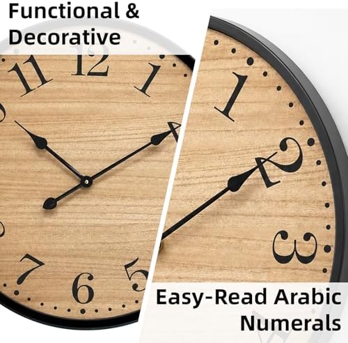 Rustic Farmhouse Wall Clocks for Living Room Decor, Large 24 inch Wall Clock - Image 3