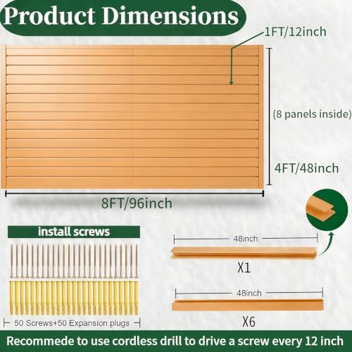 Slat Wall Paneling 4x8 ft Garage Organizer Storage Systems, Heavy Duty PVC - Image 3