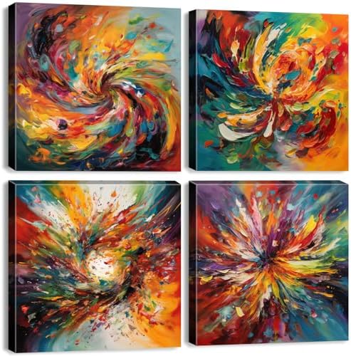 Colorful Abstract Wall Art Multi Color Graffiti Canvas Pictures Bedroom Wall by BLBORLINART