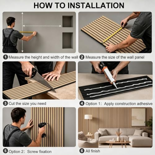 4 Pack Wood Panels For Wall, 47.2"x23.6" Acoustic Slat Panels, Light Oak - Image 7