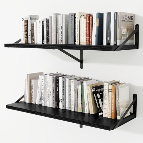 Deep Wall Shelves 36"W x 12"D Engineered Wood Floating Shelves by Venusmiles