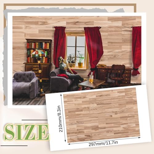 Flutesan 24 Pcs Miniature Dollhouse Wallpaper, Natural Style - Image 2