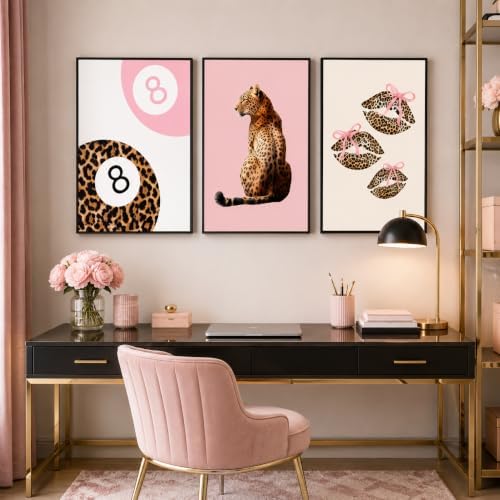 YZLYAD Pink Leopard Wall Art Posters, 3 Piece 16x24inch Girls Room Decor - Image 4