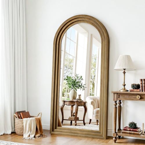 30"x71" Full Length Mirror Solid Wood Frame, Arched Floor Mirror Full Length - Image 4