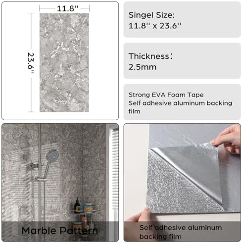 Marble Peel and Stick Backsplash 23.6 x11.8 in - Image 6