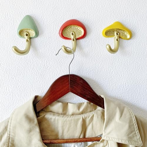 Rustic Mushroom-Shaped Decorative Wall Hook Rack Hangers - Image 3